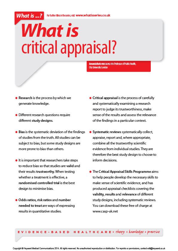 what is a critical appraisal in research